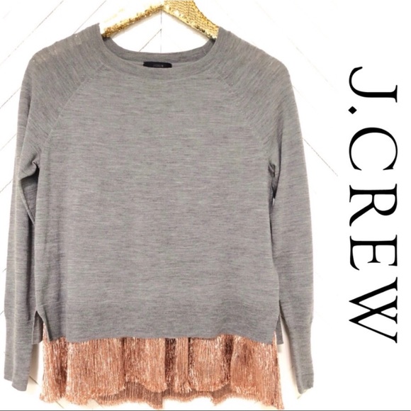 J. Crew Sweaters - J. CREW GRAY SWEATER WITH METALLIC RUFFLE